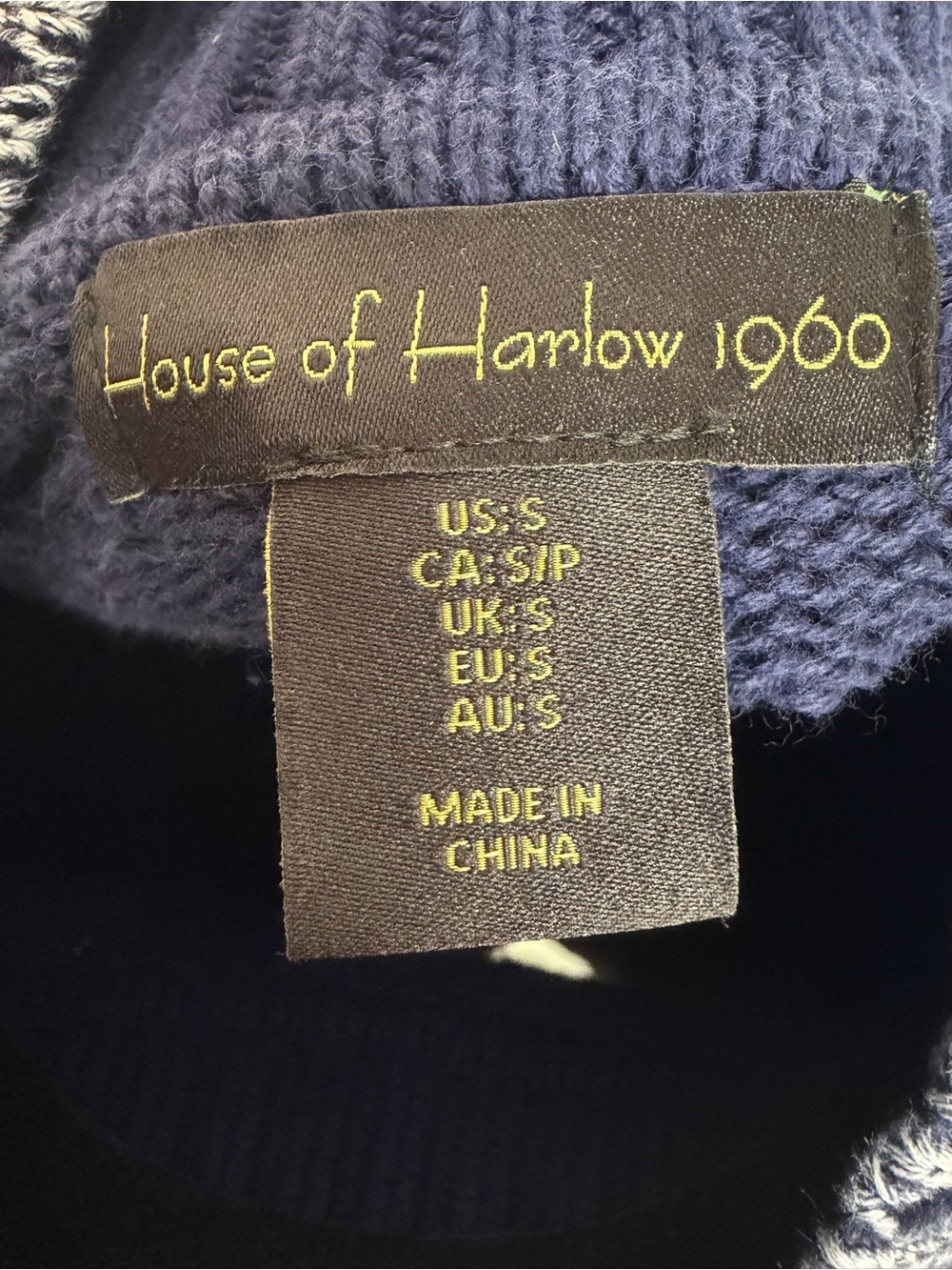 House of Harlow Navy Cable-Knit Turtleneck Sweater (Small) - Picture 4 of 4